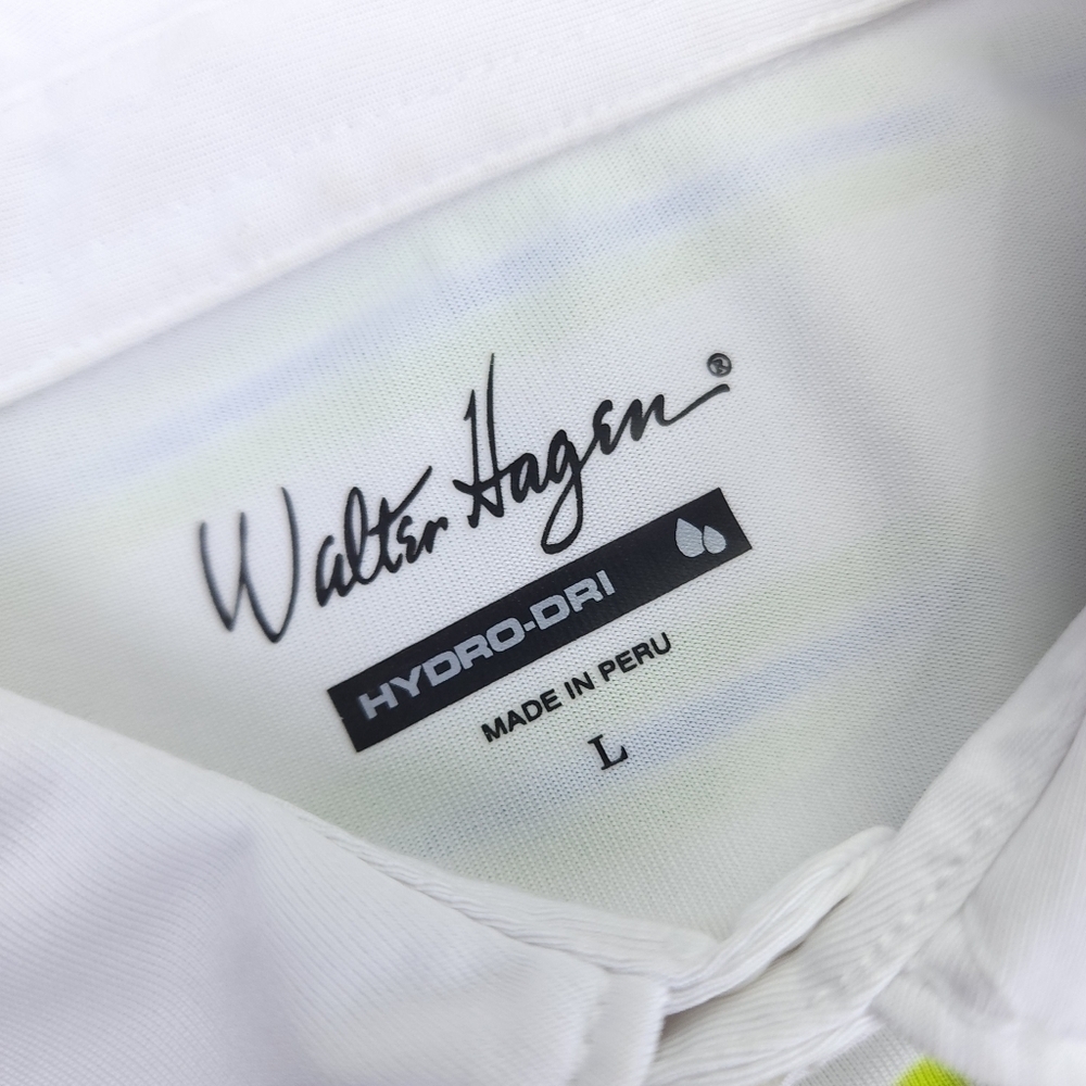 Men's Walter Hagan White Green Stripe Golf Polo Sz L - Picture 8 of 10